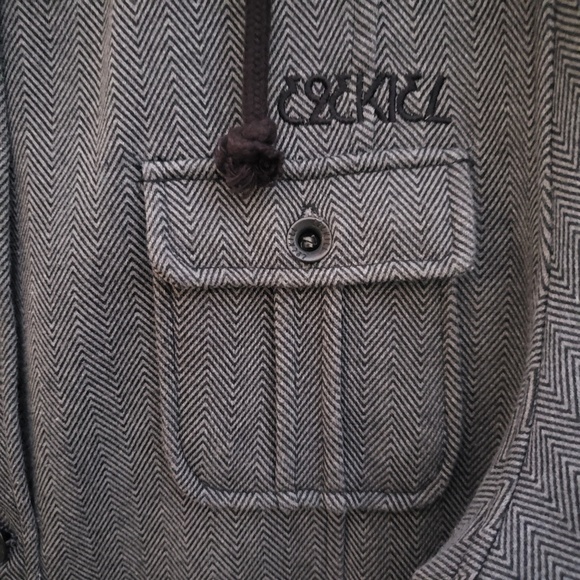 Ezekiel Chevron Tweed Black ANTHROPOLOGIE Coat XL - Picture 3 of 6